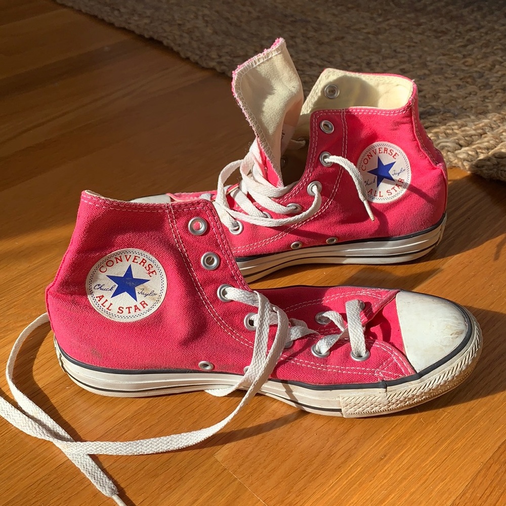 Pink high top converse